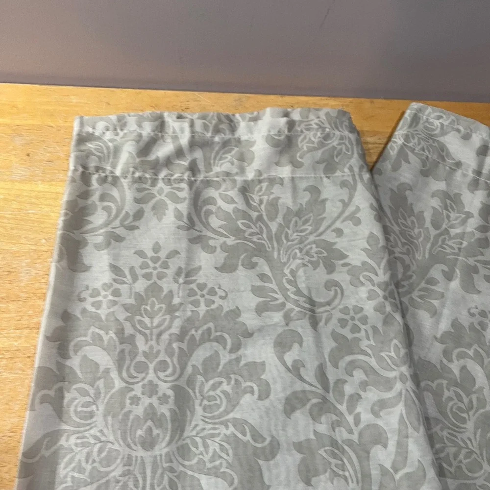 Martha Stewart Olive Green Damask Sheer Curtain Panels 52x84 Set of 2 Classic